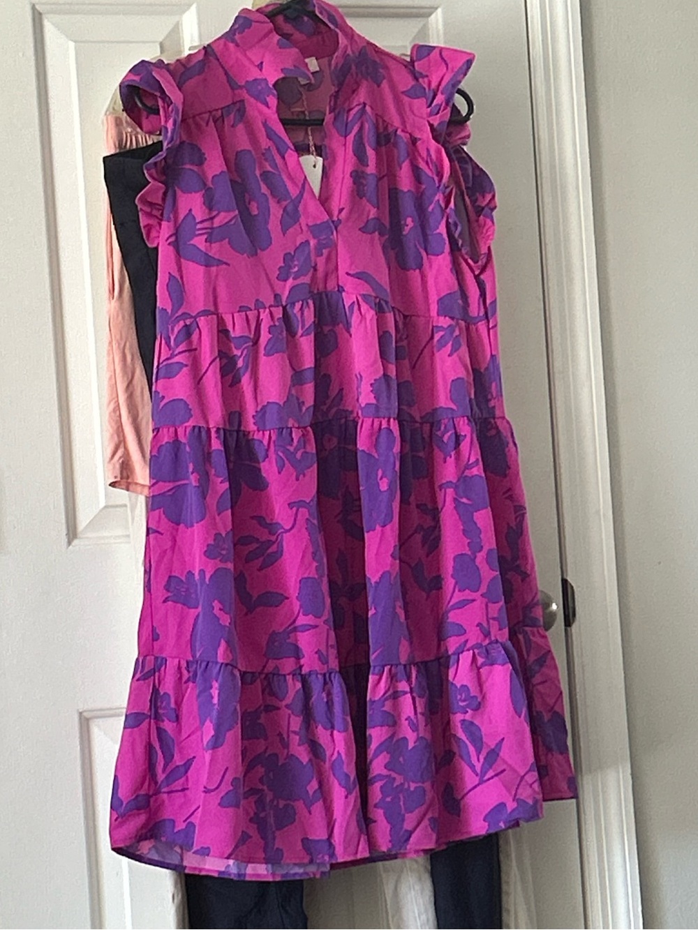 Umgee Floral Tiered Dress - Pink & Purple